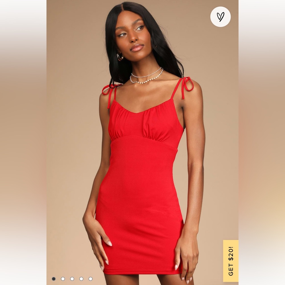 Lulus Ever So Sweet Red Ribbed Tie-Strap Bodycon Mini Dress - Picture 3 of 9